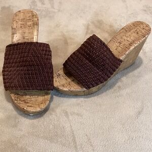 MONTEGO BAY Wedge Sandals, Stretch Upper, Metallic Brown/Copper, Size US 9/EU 40